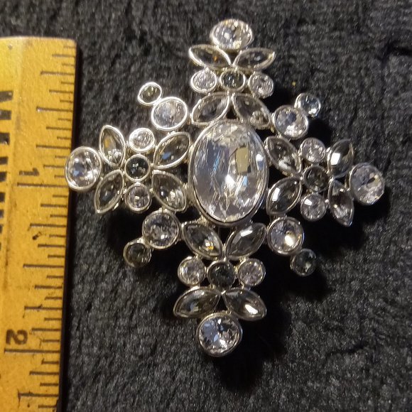 Vintage Givenchy Swarovski Crystal Maltese Cross Brooch Pin - Picture 3 of 5